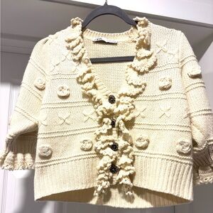 Zara Cream Textured Cardigan